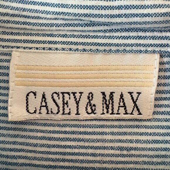 VTG Casey & Max Fall Baking Striped Button Down Shirt Pumpkins Apples Flour XXL - Picture 11 of 12